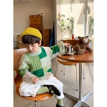 쁘띠람 유아티셔츠 아동 키즈 남아 형제 봄 가을니트티 그린 체크 데일리 등원 나들이 유치원