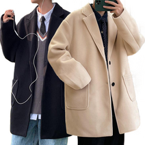 빅사이즈 남자 겨울 모직 트렌치 루즈핏 아우터 하프 정장자켓 모직코트 5xl