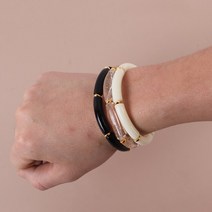 대나무팔찌 심플 볼드 데일리 포인트 묵직한 여성용 다채로운 아크릴 대나무 팔찌 젤리 컬러 스트레치 레진 비즈 커프 매력 및 뱅글 쥬얼리 트렌디 2 개