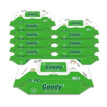 청소엔구띠 살균되는 세정 물티슈 캡형 80매, 10팩