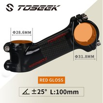 카본 스템 TOSEEK-카본 MTB 25/35 도 초경량 산악 자전거 31.8mm 핸들 바 60/70/80/90/100mm 액세서리, [07] ZFONE-Red25-100mm