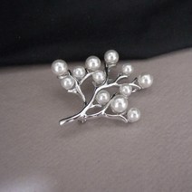 정장 브로치 오피스룩 진주 나무