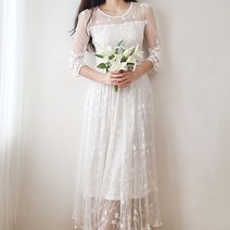 청순 페미닌 빈티지 레이스 셀프웨딩 롱 드레스 웨딩스냅촬영 원피스