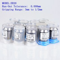콜릿 척 볼트 탭 밸브 AA 고정밀 0.008 1/2 1/4 1/8 및 1-13mm ER20 콜렛 스프링 CNC 밀링 선반 도구 척, 04 ER20-5mm