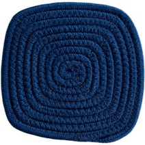 핸드메이드 면실 짜임 사각 컵받침 두꺼운 미끄럼방지 티컵 커피받침 데임방지 단열매트 식기 식탁받침, 인디고블루, 직사각20*15cm