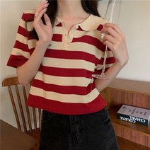 나루니 W04895 스프라이트 여성카라티 여자카라티셔츠 줄무늬 뒷트임 귀여운 사은품증정