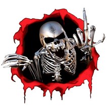 3D 입체 손가락 장난 레드 해골 스티커 자동차 특이한 포인트 스티커, 1개