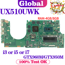 KEFU ASUS UX510UWK U5000U 노트북 마더 보드 메인 i3 i5 i7 GTX950M/GTX960M 4GB/8GB-RAM, 05 4G i5-7th GTX950 960