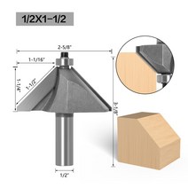 1개 quot;1/2quot; 생크 챔퍼 커터 라우터 비트 나무 말 코 45 도 CNC 목공 두 플루트 엔드 밀, 20 127X381_04 127mm shank