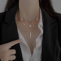 DFMEI 스퀘어 큐빅 원형 이중 목걸이 여 쇄골 목걸이 ins 심플한 무드 바람 목걸이 여 코디