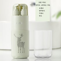 JINGHENG 올인원 디스펜서 여행용 휴대용 화장품 용기 공병 소분용기 여행필수품, 라이트 빈 그린-파이브 피스 워시