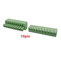 5 세트 15EDG 3.81mm 2-12 핀 직각 플러그-핀 나사 와이어 터미널 블록 플러그 소켓 헤더 DIY PCB 마운트 수 암 커넥터, [09] 10PIN