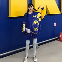 매드시스터 스카이 미키 박시 여성 맨투맨 박시 루즈핏 롱티 긴팔 여성티