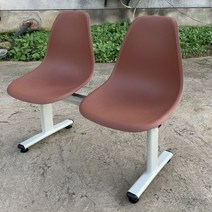 야구장 정원용 의자 대기실 플라스틱 대기 공원 벤치, 브라운 2인용