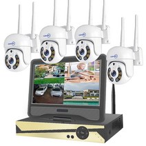 보안 카메라 보안 카메라movols h.265 3mp hd 무선 cctv 시스템 양방향 오디오 방수 ptz wifi ip 보안 카메라 8ch p2p nvr 비디오 감시 키트, 2t, 10인치 LCD 모니터