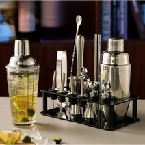 칵테일 쉐이크 세트 바텐더 키트 유리 믹스컵 지거 믹싱틴 조주기능사, 304 스테인리스 스틸 750ML 14종 세트