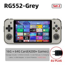 휴대용레트로게임기 Anbernic-RG353P RG552 듀얼 시스템 핸드 헬드 게임 콘솔 IPS 터치 스크린 비디오 레트, 17 RG552 64G GrayEU