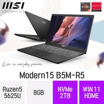MSI 모던시리즈 모던15 B5M-R5 - AMD 라이젠5 15인치 휴대용 대학생 인강용 문서작업 재택근무용 휴성좋은 노트북, Win11 Home, 8GB, 2TB