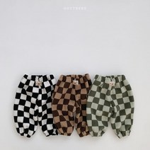 겨울 유아 체스 보드 바지 남자 남아 여아 아기 아동 어린이 키즈 유아동 후리스 팬츠