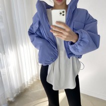 오버핏 하이넥 포켓 크롭 숏 패딩 점퍼