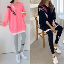 (당일발송/12시이전주문건) 마이비몰 빅사이즈 오버핏 러버즈 맨투맨 레깅스 트레이닝 세트