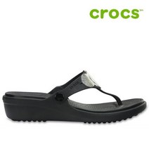 크록스 샌달 40- 204009-923 Womens Sanrah Embellished Wedge Flip