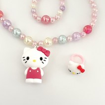 메르시봉봉 여아 입체 헬로키티 목걸이 팔찌 반지 세트