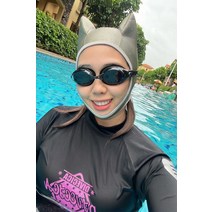 DIVECICA 고양이 귀 캣 다이빙 수모 프리다이빙 모자 잠수 후드 네오프렌 서핑, 실버