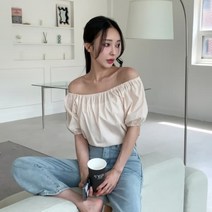 디작소 여성 여름 리네크 오프숄더 밴딩 블라우스