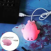 Farfi 1200DPI 귀여운 미니 고래 인체 공학적 PC 노트북 USB 유선 광학 게임 마우스, 분홍, 유선 마우스