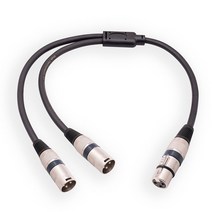 이어폰분배기 호환 XLR 스플리터 밸런스 마이크 케이블 3 핀 암-듀얼 수 Y 스플리터 3FT 50cm 악기 케이블 신호, 1.Black, Black