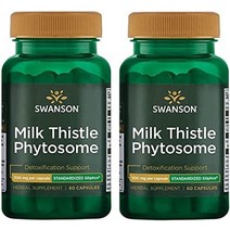 Swanson Milk Thistle phytosome - 표준화된 실리포스 300 mg 60정 2팩, 2