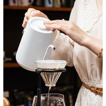 차량용커피포트 전기 캠핑 차박 TIMEMORE Store 물고기 스마트 커피 주전자 구즈넥 600-800ml 220V 주방용 플래시 열 온도 제어 냄비 가전 전자 강력한 편리한, White thin 800ML