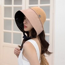 밀짚 보넷 블랙 암막 선캡 모자 썬캡 버킷햇 여름 밀짚 왕골 여름 자외선차단 여성 돌돌이 썬캡 모자