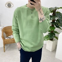 모룸 남자 오버핏 버튼업 헨리넥 라운드니트 5컬러