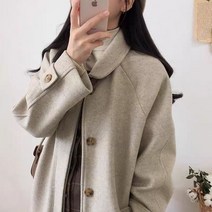 울100코트 양모 혼방 롱 코트 여성용 우아한 싱글 브레스트 레저 슬림 아웃웨어 외투 블랙 올 매치 가을 상품