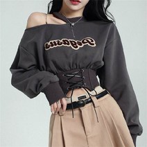 여성 봄신상 맨투맨 루즈핏 원숄더 긴팔 크롭티 패션 블라우스 WZB031610