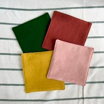 모란이의 상점 컬러 린넨 티코스터 컵받침 홈카페 천아트 프랑스자수 반제품, 그린