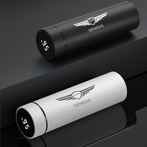 차량용 보온컵 현대 제네시스 쿠페 gv80 g70 g90 g80 보온병 컵 로고 500ml 휴대용 자동차 스마트 보온병 온도 디스플레이 컵, 빨간색