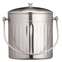 New Kitchencraft Stainless Steel Compost Bin Kitchen Scrap Scraps Lid 5 Litres, 1