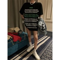 [하나비] 에호바리나 2040 여성 여름 3컬러 라운드넥 레터링 청바지와 잘 어울리는 반팔 티셔츠