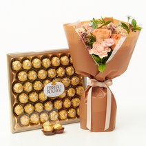 포에버꽃다발+페레로로쉐 초콜릿(42입) 빼빼로데이 선물 꽃배달