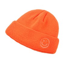 라핑 이모티콘 스마일 자수 니트 남녀공용 데일리 비니