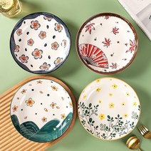 BLOWFISH FUGU 빈티지접시세트 꽃접시 꽃무늬 접시 봄+여름+가을+겨울 8인치 접시 4P/2P A-071, 봄철+여름+가을+겨울, 4P