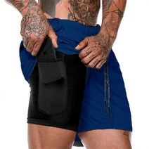 베씨 남성용 투인원 이중 포켓 짐웨어 반바지