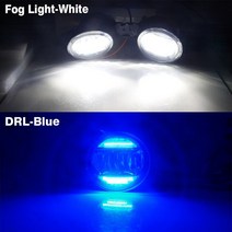 코번트 2in1 30W 8000LM LED 안개 조명 어셈블리차량안개 램프 DRL 주간 러닝 라이트 12V Renault Clio 2/II Hatchback Van 1998-200, [04] White and Blue