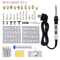 우드버닝 나무 굽기 조각 스타일러스 세트 60W 80W 엠보싱 수리 온도 조절 가능, [02] 110V US Plug, [06] White Carving set2