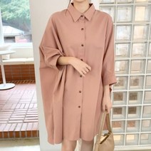 여성 데일리 남방 셔츠 블라우스 오투 가오리 슬릿롱