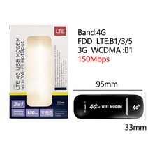 LTE 유심 라우터 와이파이 4G/3G 무선 USB 동글 150Mbps 모뎀 스틱 어댑터 휴대용 모바일 네트워크 핫스팟 SIM 카드 슬롯, [01] 1PC, [01] Black 4G 3G