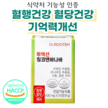 혈액 건강 기억력 개선 혈행케어 혈장상승억제 은행잎 바나나잎 추출물 공복 식후 혈당 조절 닥터루템 투액션 징코엔바나바, 1박스, 30정